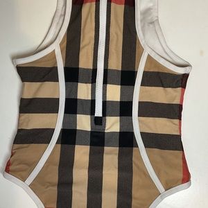BURBERRY Kids Beige Check One-Piece Swimsuit 4T 4Y